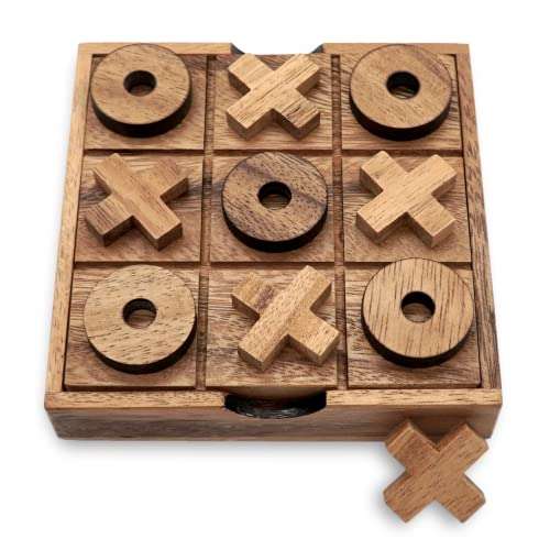 BSIRI Tic Tac Toe Wooden Board Game Table Toy Player Room Decor Tables Family XOXO Decorative Pieces Adult Rustic Kids Play Travel Backyard Discovery Night Level Drinking Romantic Decorations