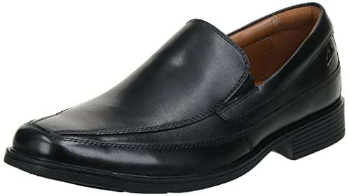 Clarks mens Tilden Free loafers shoes, Black Leather, 12 Wide US