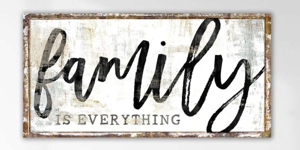 Family is Everything Living Room Sign, Primitive Rustic Wall Decor 8x3" sign