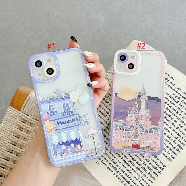 For Samsung S22 Ultra S21 S20 S30 Note20 Cute Store Castle Clear Soft Phone Case