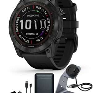 Garmin Fenix 7X Sapphire Solar Edition, GPS Adventure Smartwatch and Signature Series Charging Stand