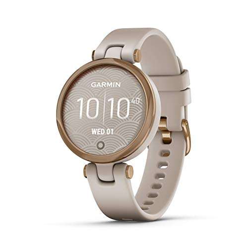 Garmin Lily™, Small Smartwatch with Touchscreen and Patterned Lens, Rose Gold and Light Tan
