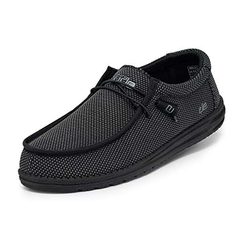 Hey Dude Men's Wally L Sox Black Size 8 | Men’s Shoes | Men's Lace Up Loafers | Comfortable & Light-Weight