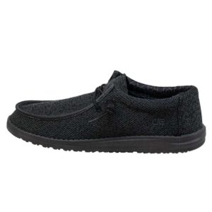 Hey Dude Men's Wally Sox Micro Total Black | Men's Lace Up Loafers | Men’s Shoes