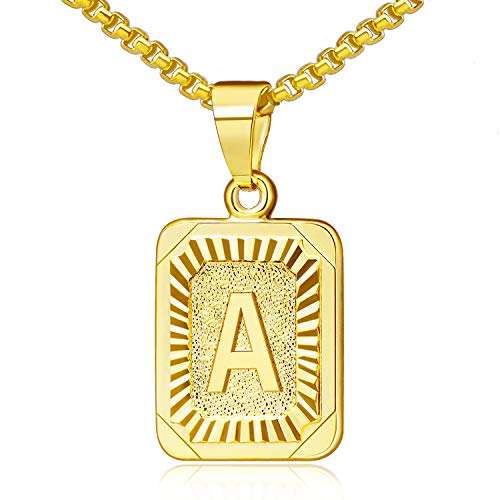 JSJOY Gold Initial Necklaces for Women Gold Letter Necklace Square Gold Plated Initial Necklace Monogram Letter A Necklace Jewelry Graduation Necklace 2022 Gifts for Women