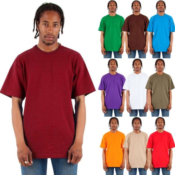 Mens 100% Cotton T Shirt Tee Heavyweight Thick Plain Basic Big Tall Short Sleeve