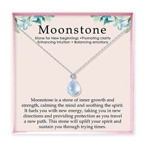 Moonstone Necklace, New Beginnings Gifts for Women - Self Care Gifts for Women, Inspirational Gift Self Care Gifts for Graduation, Retirement, Miscarriage Mothers, Divorce, Girl, Friend, Her (Moonstone)