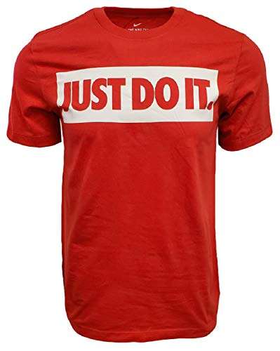Nike Men's Just Do It Box Crewneck T-Shirt (Large, Red/White)