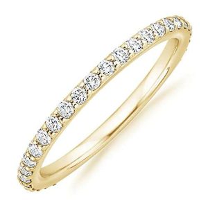 PAVOI 14K Gold Plated Cubic Zirconia Diamond Stackable Eternity Bands Yellow Gold for Women Size 6