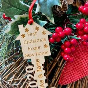 Personalized Our First Christmas in Our New Home 2021 Wood Ornament Realtor Gift