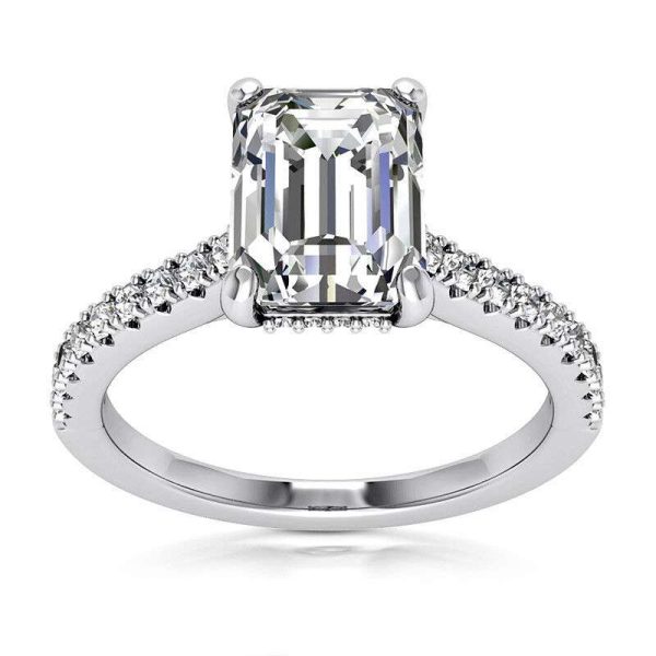 Solitaire 2.66 Ct Natural VS2 H Emerald Cut Diamond Engagement Ring White Gold