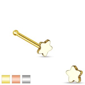 Star Top Design Gold IP Surgical Steel Nose Ring Studs Barbell 20G