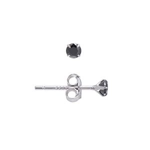 Tiny Sterling Silver Cubic Zirconia Earrings Studs 3MM, Onyx Black Color