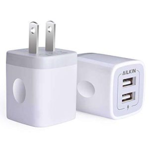 USB Wall Charger, Charger Adapter, AILKIN 2-Pack 2.1A Dual Port Quick Charger Plug Cube for iPhone 14 13 12 11 Pro Max 10 SE X XS 8 Plus Samsung Galaxy S22 S21 S20 Power Block Fast Charging Box Brick