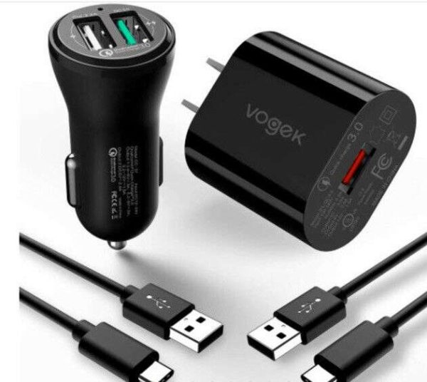 Vogek Samsung Cell Phone Charger. Type C Fast Wall and Car Dual Outlet Combo