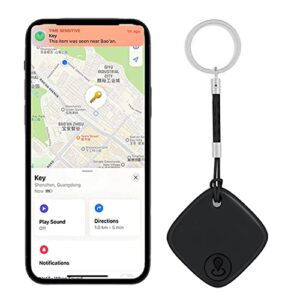 Key Finder, Bluetooth Tracker Locator, Works with Apple Find My(iOS Only), Smart tag Item Finder with Key Chain, Smart Item Locator for Keys, Bags, Luggage, Pet, Battery Included (1Pack-Black)