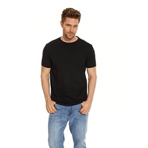 FACOTY Hemp T-Shirt for Men, Short Sleeve T-Shirt, Crew Neck Tee, 55% Hemp and 45% Organic Cotton, Soft, Breathable Black