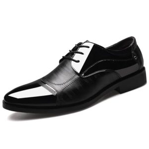 Mens Dress Shoes Oxford Shoes for Men Formal Pointed Lace Up Business Tuxedo Shoes (Black, Numeric_11)