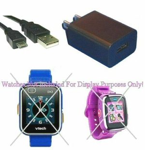 Black Wall Charger Power Supply + Black USB Cable For VTech DX DX2 Smart Watch