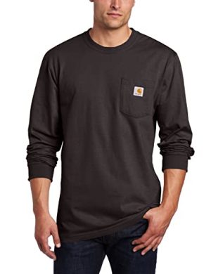 Carhartt Men's Loose Fit Heavyweight Long-Sleeve Pocket T-Shirt, Black, REG-XL