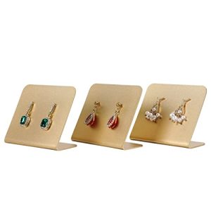 GemeShou 3pcs Small Metal earring display for selling, Gold jewelry earring organizer hanging, Stud earring holder for online shop Photography【Gold Metal Earring Board-Slide Small 3pcs 】
