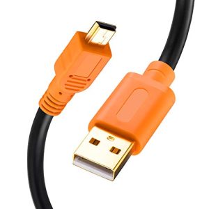 Mini USB Cable 10Ft, Tan QY Mini USB Cable USB 2.0 Type A to Mini B Cable Male Cord for GoPro Hero 3+, Hero HD, Cell Phones, MP3 Players, Digital Cameras etc (10Ft/3M, Orange)