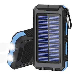 Oukafen Solar Charger 20000mAh Portable Solar Power Bank for Cell Phone Waterproof External Backup Battery Power Pack Charger Built-in Dual USB/Flashlight