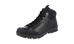 Prada Men's 4T3357 OLV F0002 Black Leather High-Top Sneaker US 10 / EU 9 (43)