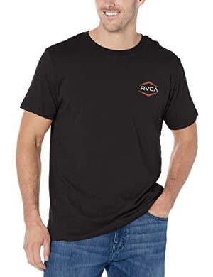 RVCA Men's Graphic Short Sleeve Crew Neck Tee Shirt, Astro HEX/Black, Medium