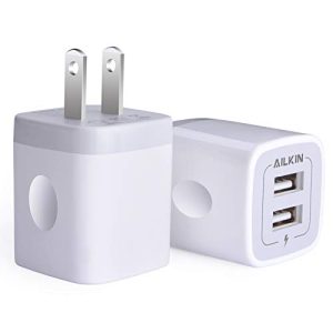 USB Wall Charger, Charger Adapter, AILKIN 2-Pack 2.1Amp Dual Port Quick Charger Plug Cube for iPhone SE/11 Pro Max/8/7/6S/6S Plus/6 Plus/6, Samsung Galaxy S7/S6/S5 Edge, LG, HTC, Huawei, Moto, Kindle