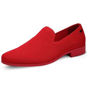 UUBARIS Mens Loafers Dress Shoes Non Slip Driving Shoes Luxury Tuxedo Male Walking Shoes Red Size 10