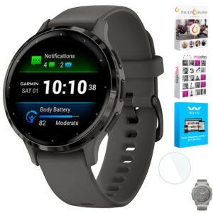 Garmin Venu 3S GPS Smartwatch Steel Bezel w/ Pebble Gray Case + Accessories Kit