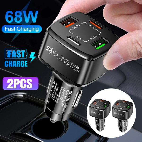 4 Port 60W Fast Car Charger Adapter Support 4 Phone to Charge At The Same Time