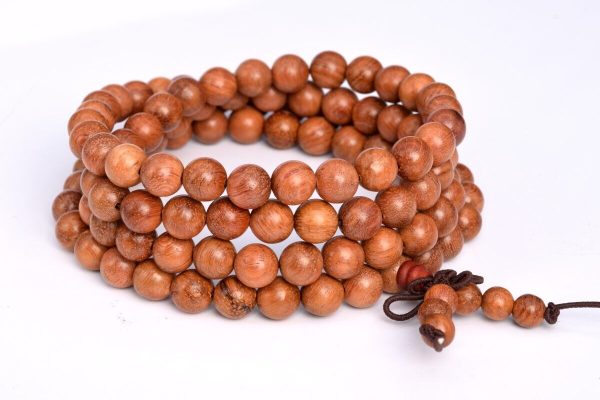 6MM 108 Pcs Fragrant Burmese Rosewood Mala Beads Natural Wood Round Beads 27"