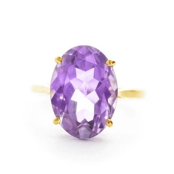 7.55 Carat 14k Solid Gold Natural Oval Purple Amethyst Ring Gemstone Size 5-11