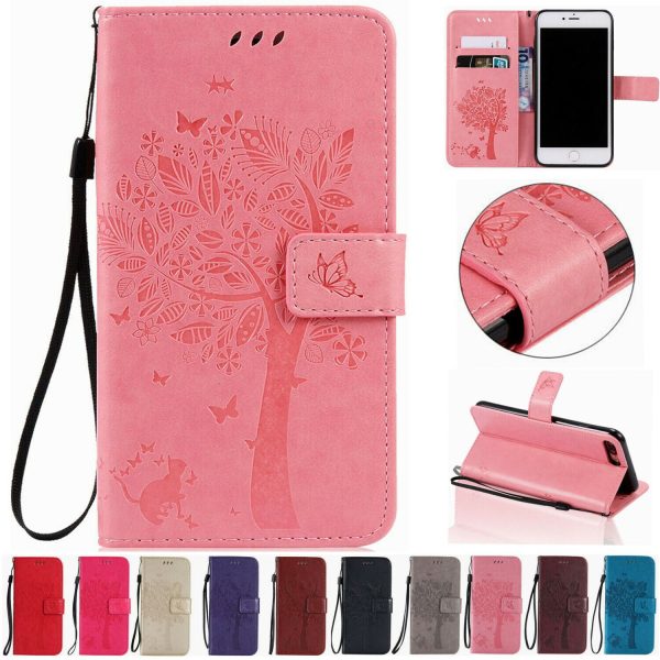 For iPhone 14 13 11 12 Pro max XR XS 87 6+ 5 SE3/2 Leather Card Holder Fold Case