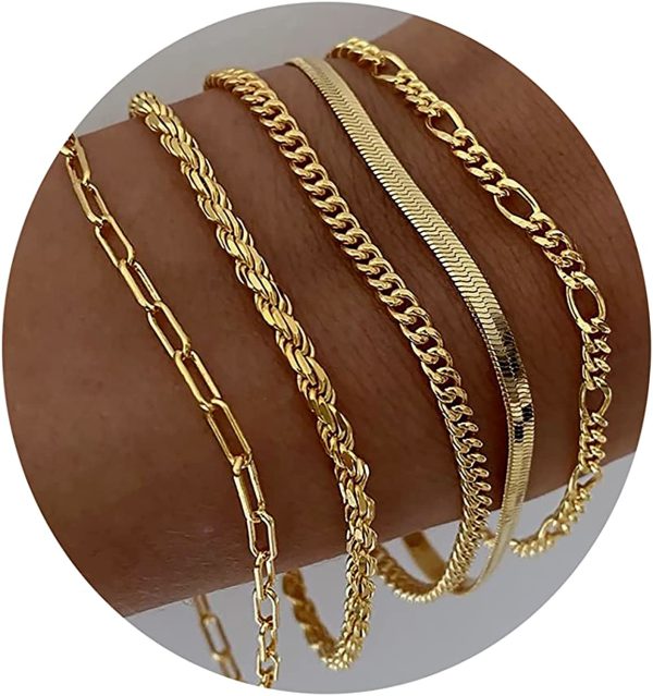 Gold Bracelets for Women, 14K Real Gold Jewelry Sets for Women Cute Tennis...