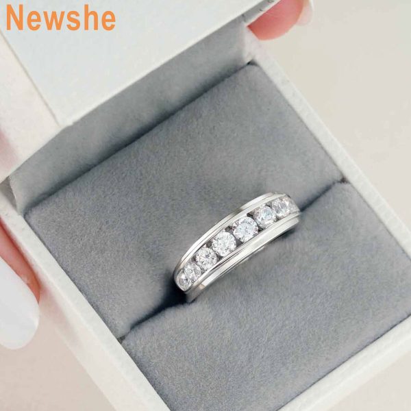 Newshe Stackable Wedding Anniversary Bands for Her 925 Silver 5A CZ Ring Bands