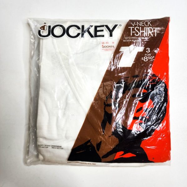 Vintage 1974 Jockey V Neck Cotton T-Shirt 3 Pack Size Medium White USA Sealed
