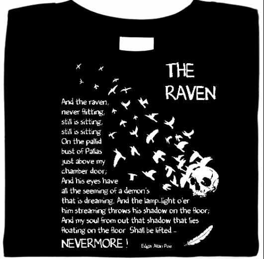 Edgar Allan Poe - The Raven Shirt, Graphic Poetry T Shirt, Literature, Sm - 5X