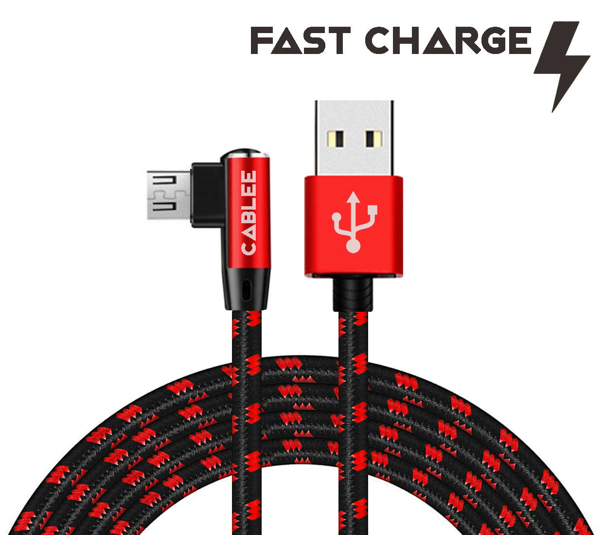 L Shape Micro USB FAST Charger Cable for Samsung, Lenovo,Alcatel,Verizon Tablet