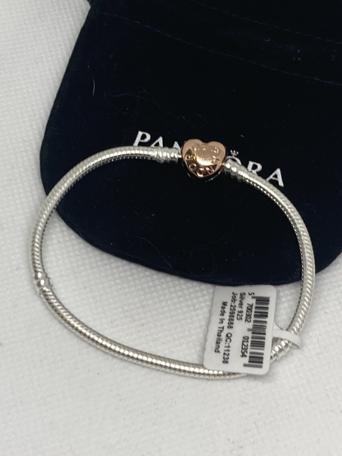 Most Popular Pandora Moments Rose Gold Heart Claps Snake Chain Bracelet 7.5 In