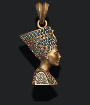 Nefertiti Necklace, Nefertiti Pendant, Gold Queen Nefertiti Necklace, Woraux