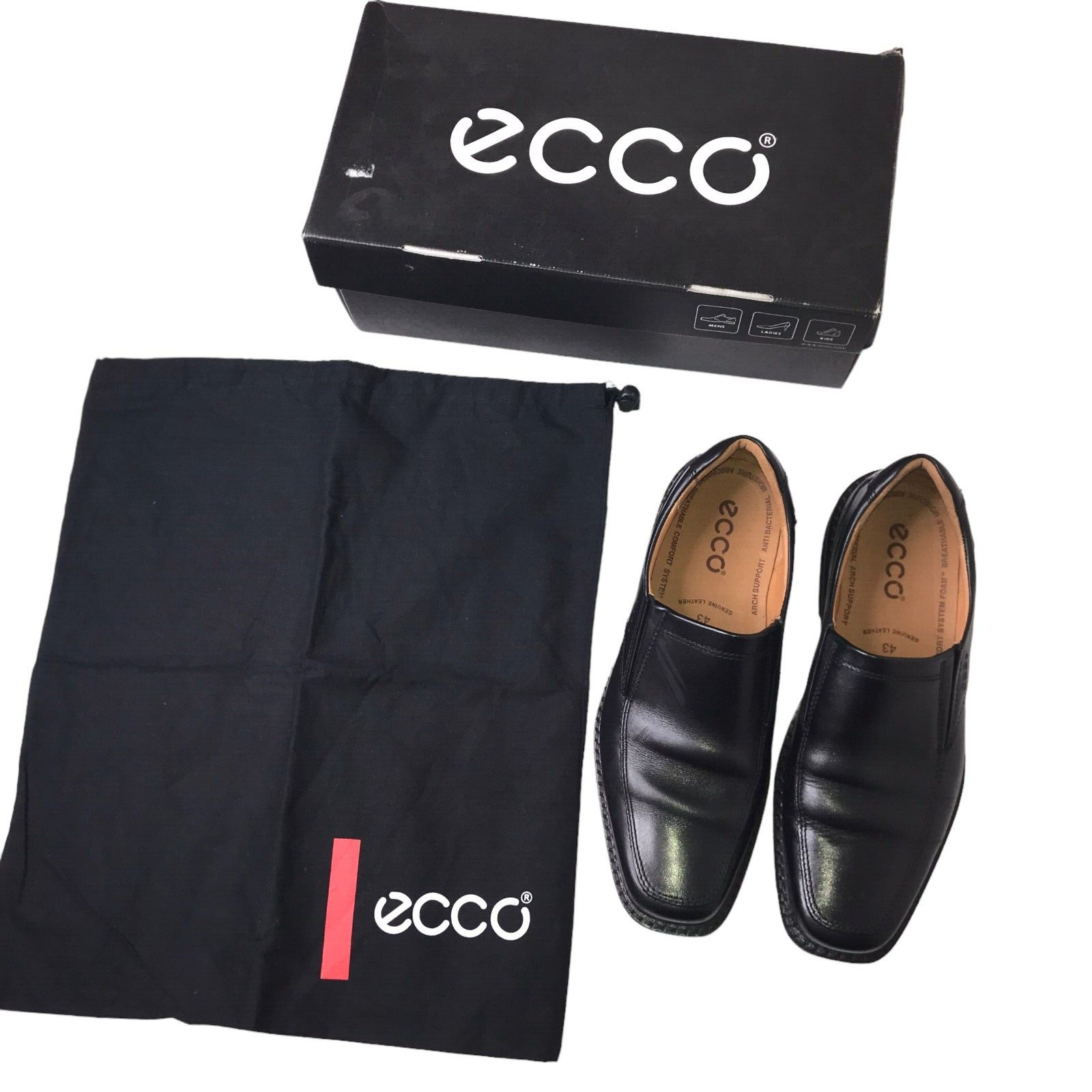 New in Box ECCO Men's Loafer Shoes, Black, Leather Size Men's 43, (US 9-9.5)