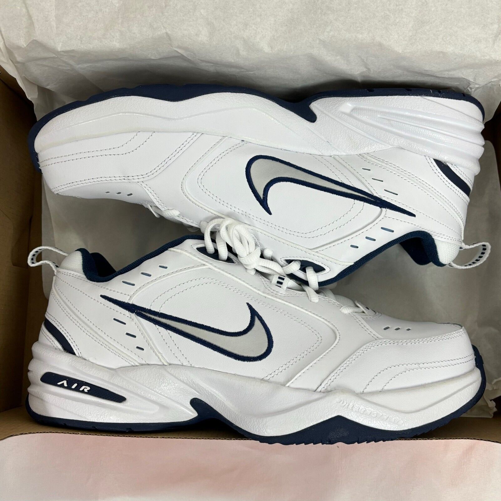 Nike AIR MONARCH IV White/Blue Men 415445-102 Sneakers Size 10