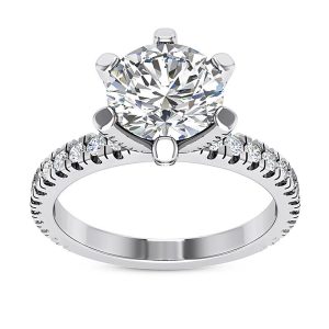 Solitaire Pave 1.55 Ct VS2/G Round Cut Lab Created Diamond Engagement Ring 14k