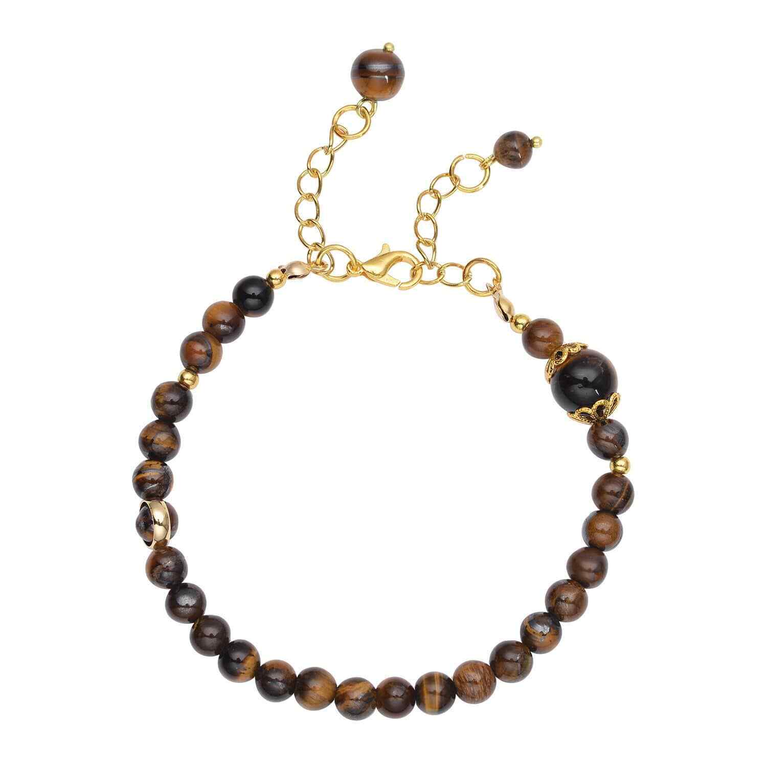 Yellow Tigers Eye 6-10mm Beaded Anklet Jewelry for Women Size 8-9.5" Ct 56.5