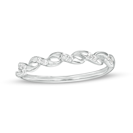 0.04 CT. T.w. Diamond Curved Loose Braid Band in 10K White Gold