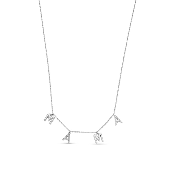 0.05 CT. T.w. Diamond "Mama" Station Necklace in Sterling Silver