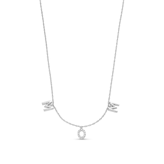 0.05 CT. T.w. Diamond "Mom" Station Necklace in Sterling Silver
